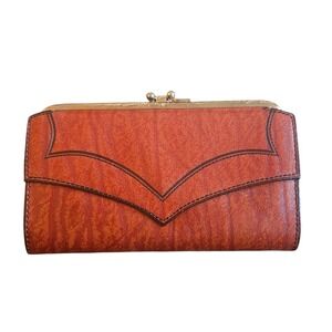 Vintage Princess Gardner‎ Burnt Orange Wallet Clutch Kiss Lock Closure